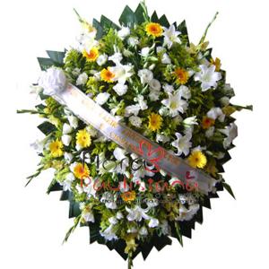 Coroa de Flores Safira Flores Naturais Tam. 1,50 x 1,20 Amarela e Branca   