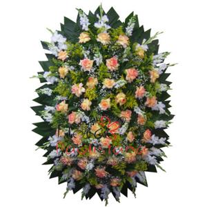 Coroa de Flores Topazio Flores Naturais Tam. 1,50 x 1,20 Branco e Laranja   